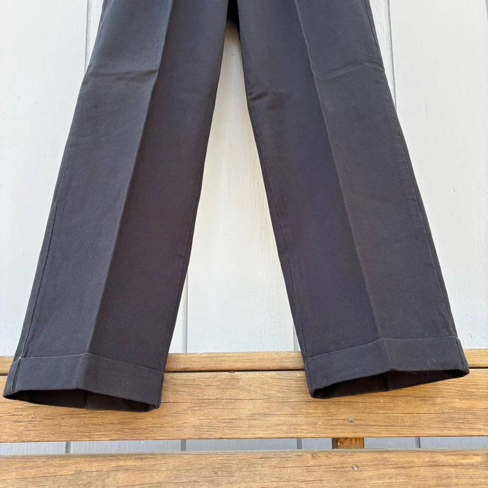 RALPH LAUREN POLO CHINO—Vintage—Men’s 34 x 32—Black—High-Rise—Pleats, Cuffs - Picture 4 of 9